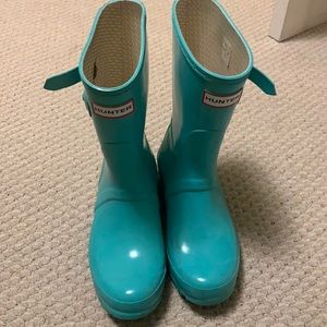 Teal coloured Hunter Rain Boots size US 7 women’s